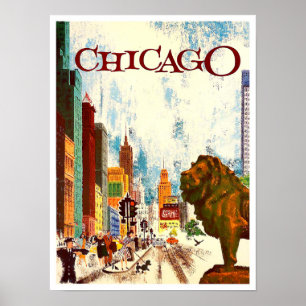 Affiche de voyage vintage de Chicago
