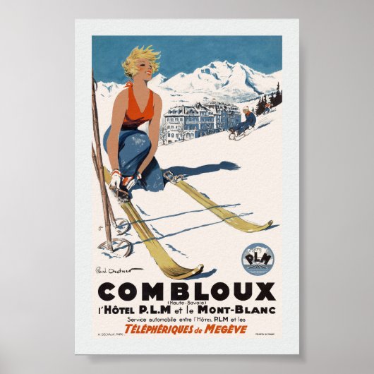 Affiche de voyage vintage de Combloux restaurée (Devant)