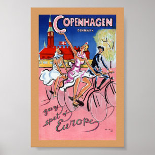 Affiche de voyage vintage de Copenhague restaurée