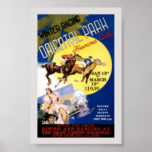 Affiche de voyage vintage de courses de chevaux à