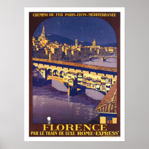 Affiche de voyage vintage de Florence, Italie