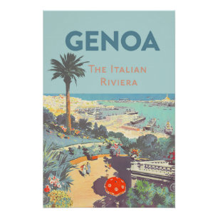 Affiche de voyage vintage de Gênes Riviera italien