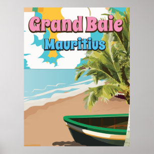 Affiche de voyage vintage de Grand Baie Maurice.