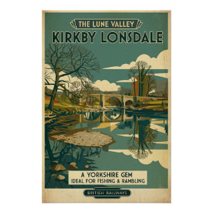 Affiche de voyage vintage de Kirkby Lonsdale Lune