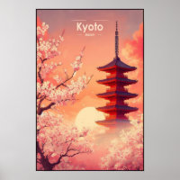 Affiche de voyage vintage de Kyoto Japon