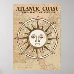 affiche de voyage vintage de la côte atlantique de