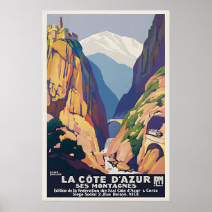 Affiche de voyage vintage de la Côte d'Azur Impres