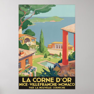 Affiche de voyage vintage de la Côte d'Azur La Cor