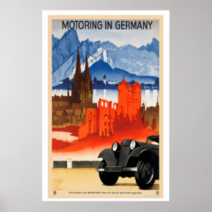 Affiche de voyage vintage de l'automobile en Allem