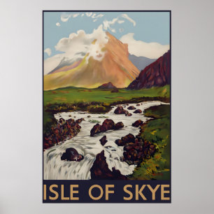 Affiche de voyage vintage de l'île de Skye, Écosse