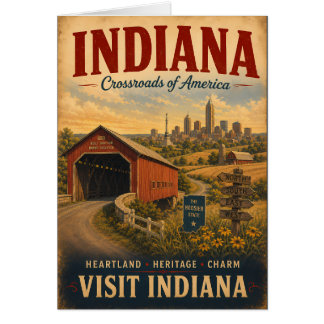 Affiche de voyage vintage de l'Indiana avec un pon