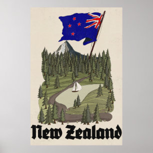 Affiche de voyage vintage de Nouvelle-Zélande