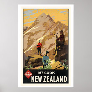 Affiche de voyage vintage de Nouvelle-Zélande - En