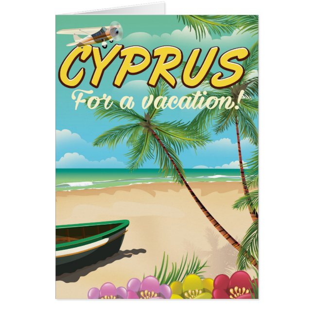 Affiche de voyage vintage de plage de Chypre (Devant)