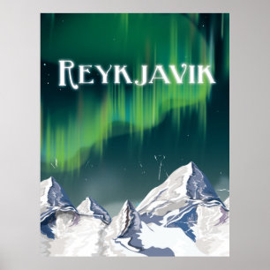 Affiche de voyage vintage de Reykjavik