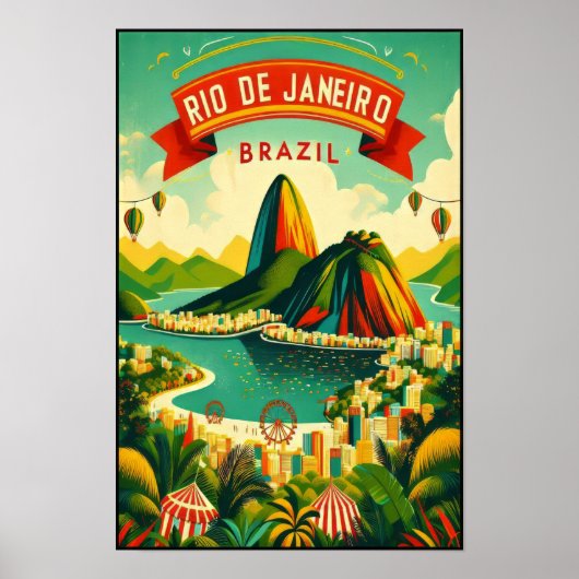 Affiche de voyage vintage de Rio de Janeiro (Devant)