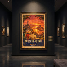Affiche de voyage vintage de Rio de Janeiro | Mur