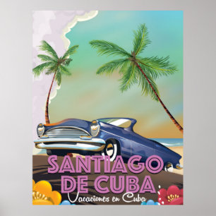 Affiche de voyage vintage de Santiago de Cuba