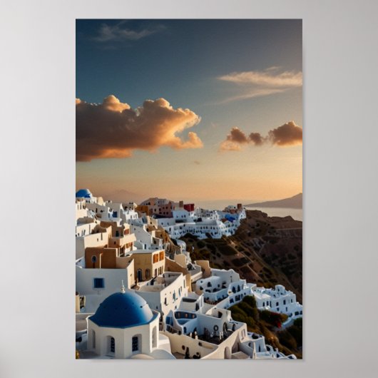 Affiche de voyage vintage de Santorin (Devant)