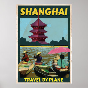 Affiche de voyage vintage de Shanghai