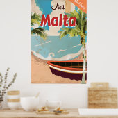 Affiche de voyage vintage de vacances à Malte. (Cuisine)