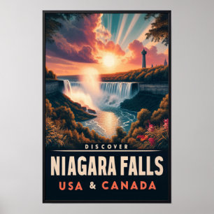 Affiche de voyage vintage Découvrir les chutes du