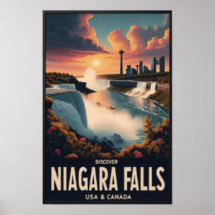 Affiche de voyage vintage Découvrir les chutes du