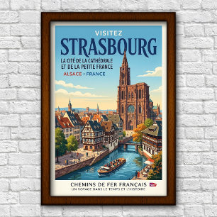 Affiche de voyage vintage des années 1960 Strasbou