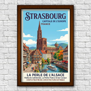 Affiche de voyage vintage des années 1960 Strasbou