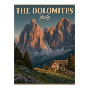 Affiche de voyage vintage des Dolomites en Italie