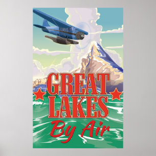 Affiche de voyage vintage des Grands Lacs.