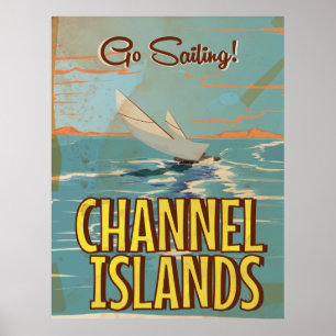 Affiche de voyage vintage des îles Channel