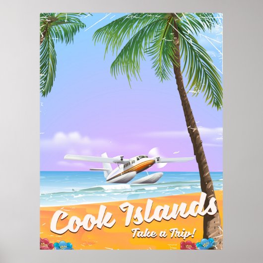 Affiche de voyage vintage des îles Cook. (Devant)