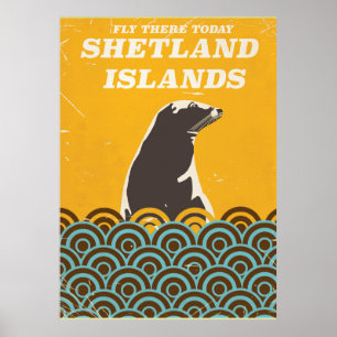 Affiche de voyage vintage des îles Shetland