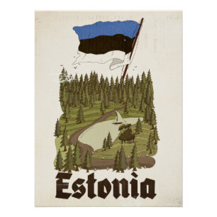 Affiche de voyage vintage d'Estonie