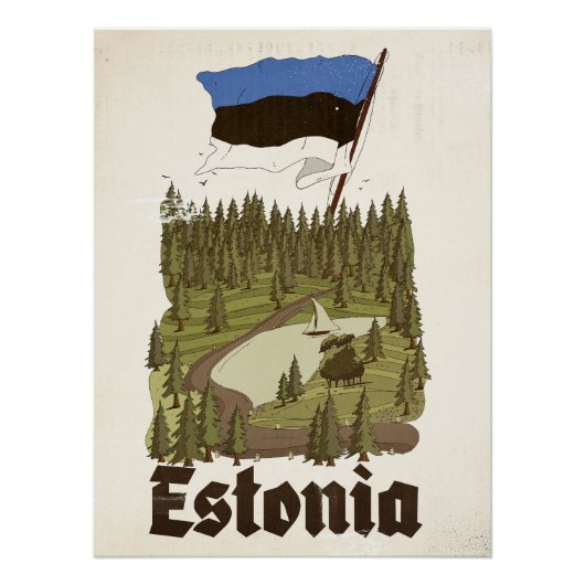 Affiche de voyage vintage d'Estonie (Devant)