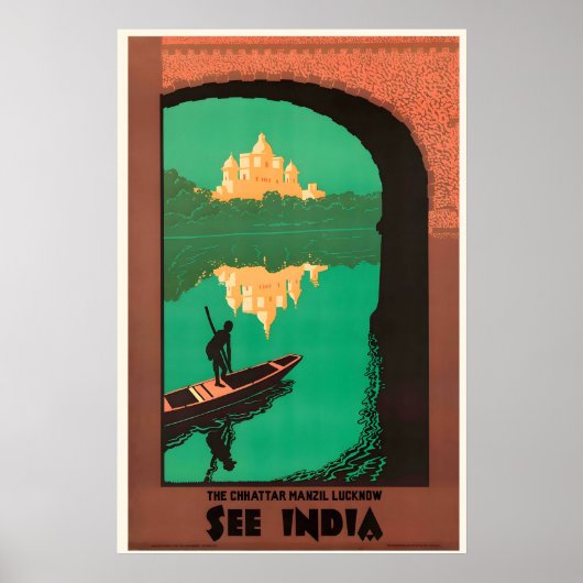 Affiche de voyage vintage d'Inde (Devant)