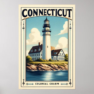 Affiche de voyage vintage du Connecticut