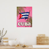 Affiche de voyage vintage du drapeau cubain (Cuisine)
