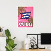 Affiche de voyage vintage du drapeau cubain (Bureau à domicile)