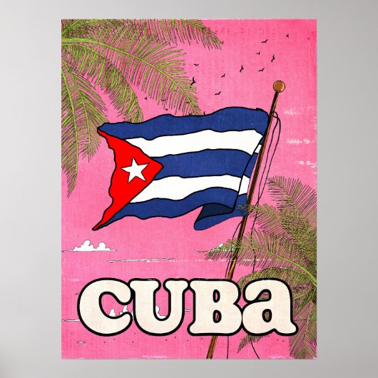 Affiche de voyage vintage du drapeau cubain (Devant)
