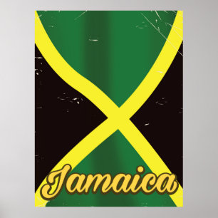 Affiche de voyage vintage du drapeau jamaïcain