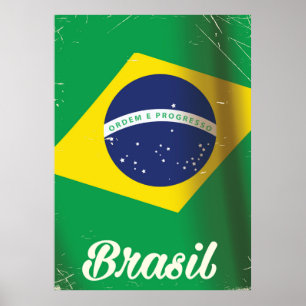 Affiche de voyage vintage du drapeau national du B