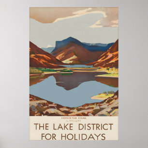 Affiche de voyage vintage du Lake District en Angl
