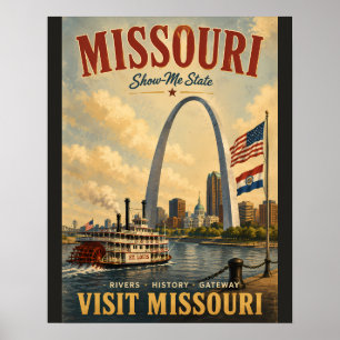Affiche de voyage vintage du Missouri avec Gateway