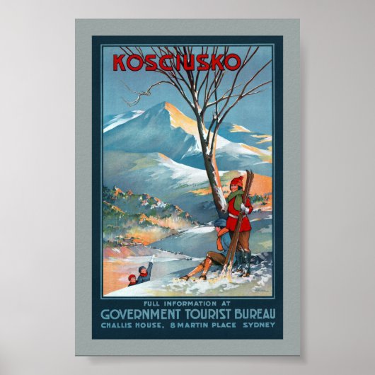 Affiche de voyage vintage du mont Kosciusko restau (Devant)