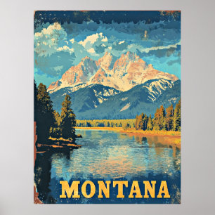 Affiche de voyage vintage du Montana