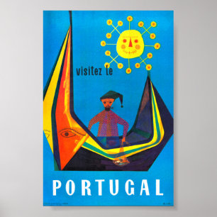 Affiche de voyage vintage du Portugal restaurée