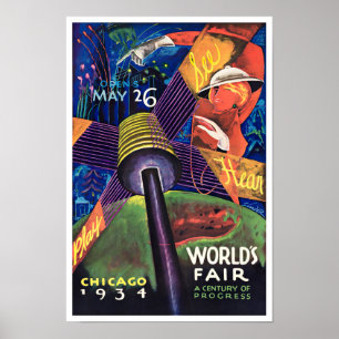 Affiche de voyage vintage du salon mondial de Chic