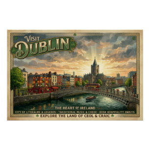 Affiche de voyage vintage Dublin